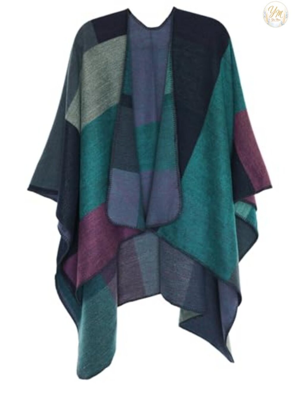 Womens Reversible Open Front Poncho Cape Shawl Wrap One Size